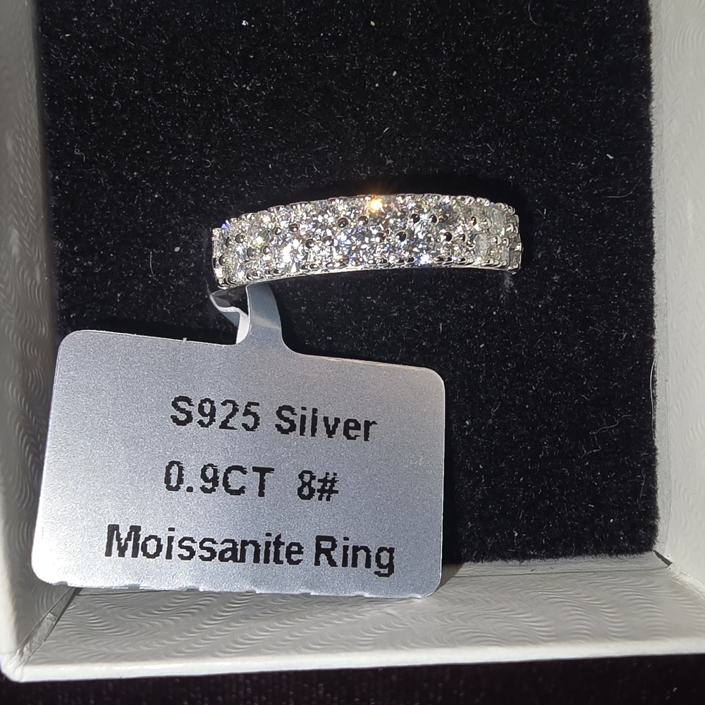 Sterling Silver White Moissanite Pavé Ring - S925